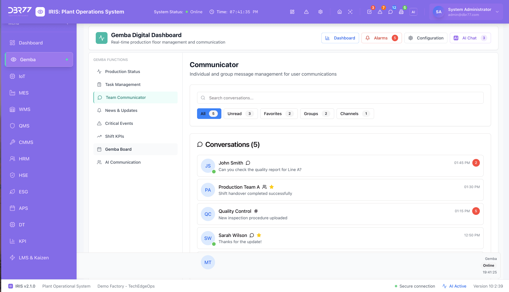 IRIS Communicator — context-based messaging, alerts, and operational collaboration