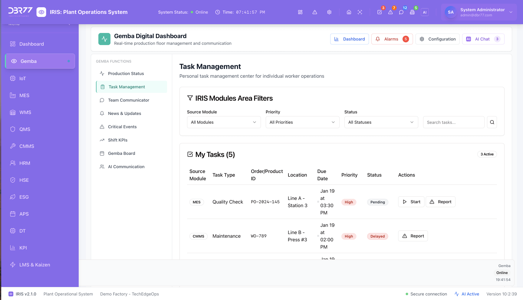 IRIS Task Management — plan-driven work execution with accountability and status tracking
